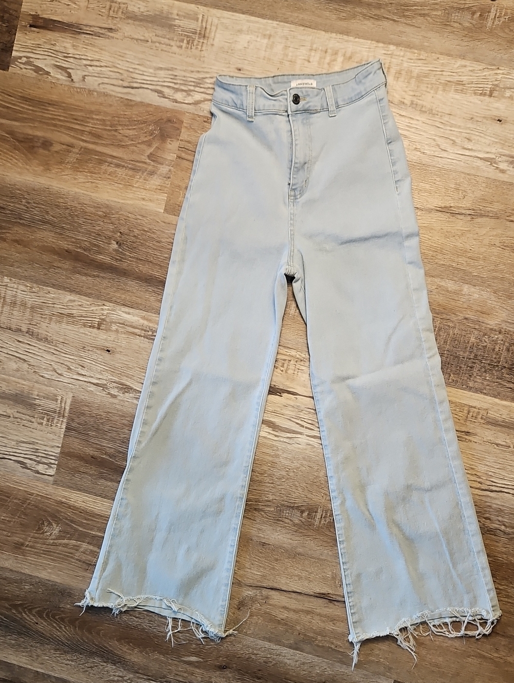 High-Rise Light Blue Wide-Leg Jeans by Unbranded